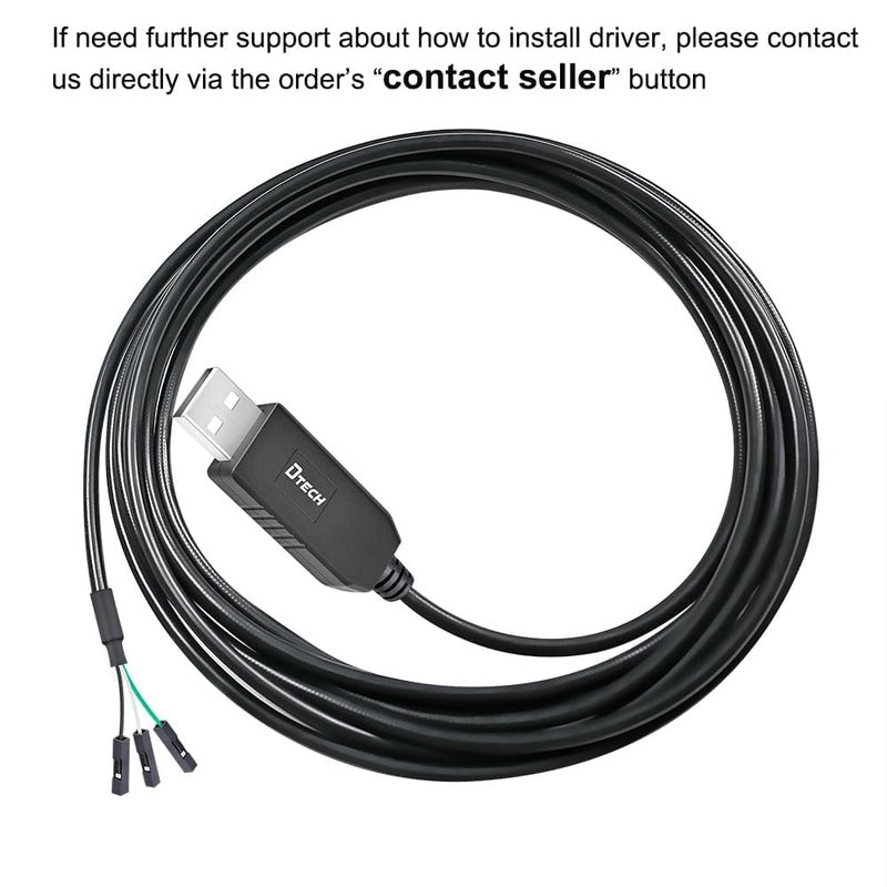 D-tech USB to TTL Serial Cable 3.3V 3 Pin TX RX Signal UART Adapter Debug Cord Compatible with Windows 11 10 8 7 Linux MAC OS Genuine FT232RL Chip 3Pin 3v3 2.54mm Dupont Female Header (1M) - Image 4