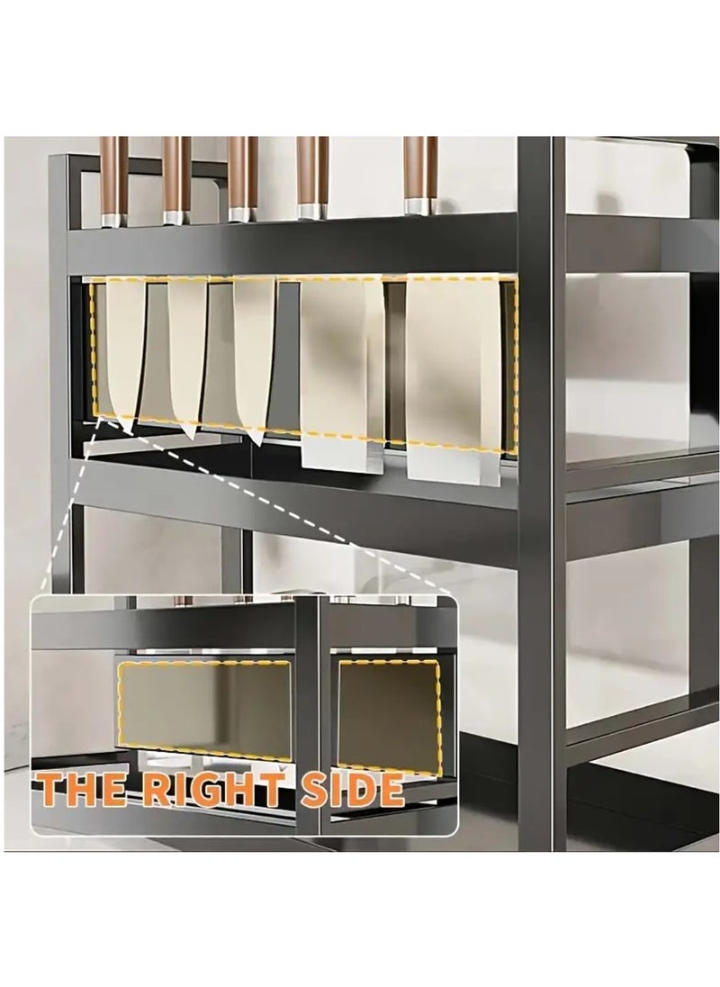 Spice Rack, Large Capacity Multi-layer Spice Jars Storage Holder With Cutting Board Holder And Utensil Holder, Multifunctional Durable 3 Layers Condiment Storage Organizer