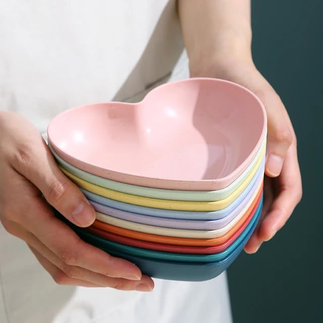 Lellow Heart Shaped Plastic Snacks/Salad/Dessert Plates with Holder - (Pink, Pack of 10) - Image 5