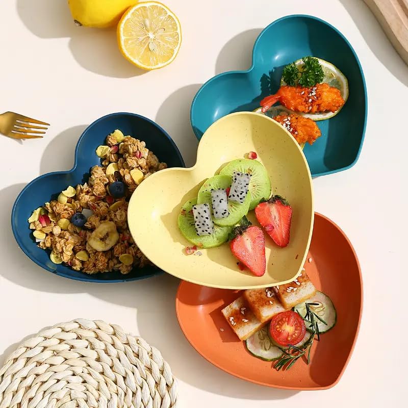 Lellow Heart Shaped Plastic Snacks/Salad/Dessert Plates with Holder - (Pink, Pack of 10) - Image 2