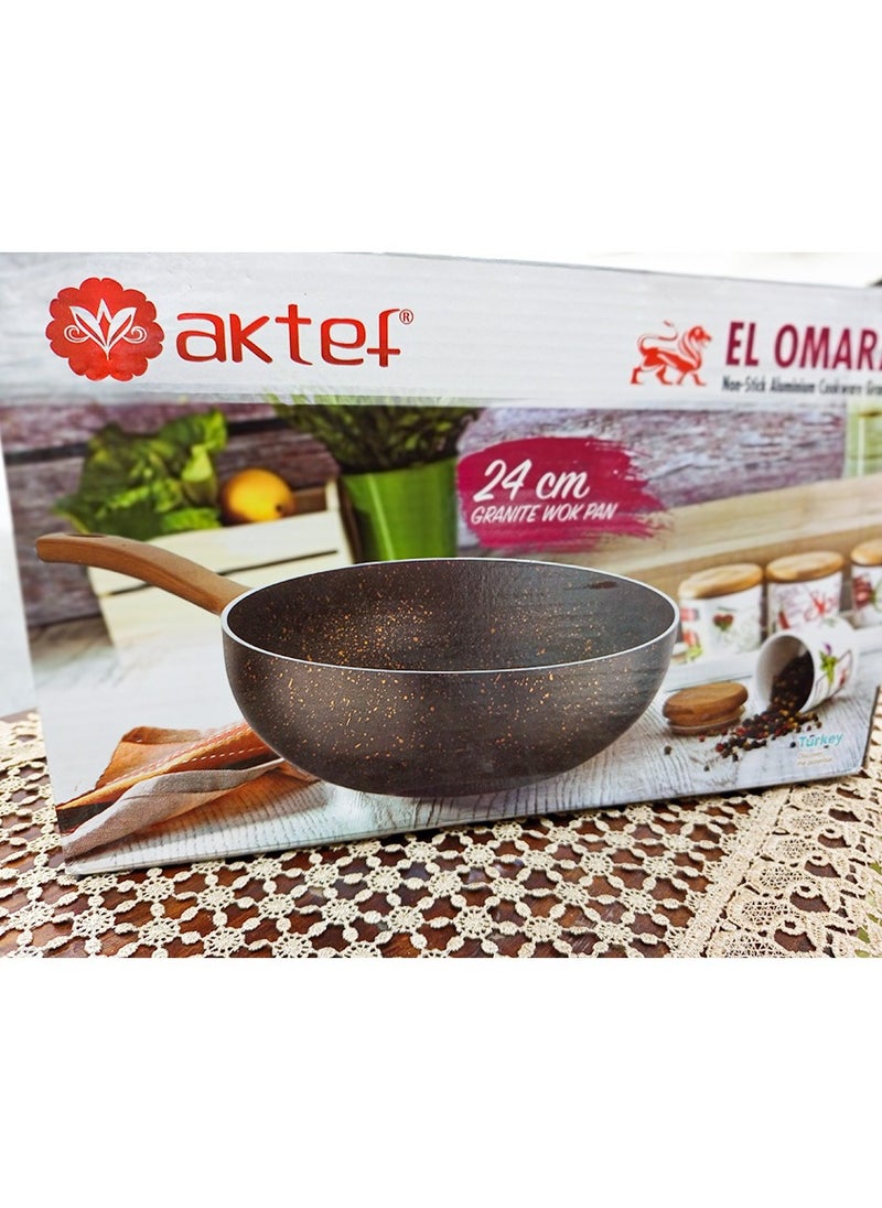 Deep Turkish Granite wok pan 24 cm