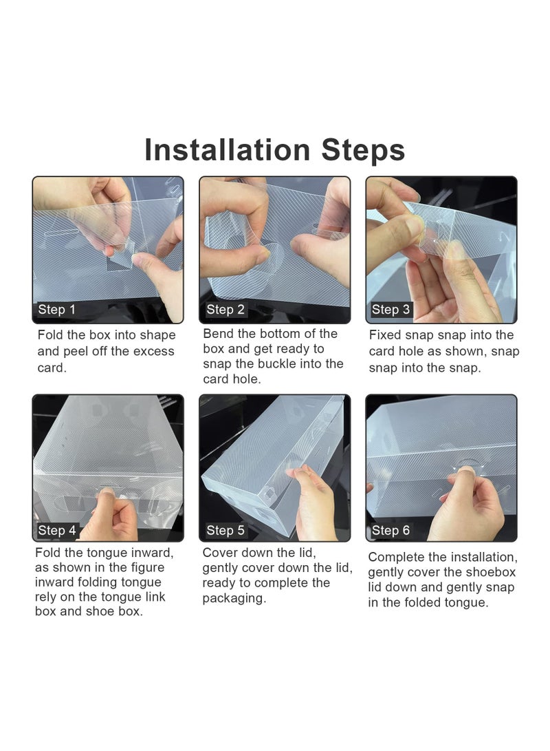 SYOSI 12PCS Clear Plastic Stackable Shoe Boxes, Large Plastic Shoe Boxes with Lids Foldable Shoe Box Storage Solution Stackable Shoe Storage Foldable Shoe Storage for Saving Closet Space - Image 2