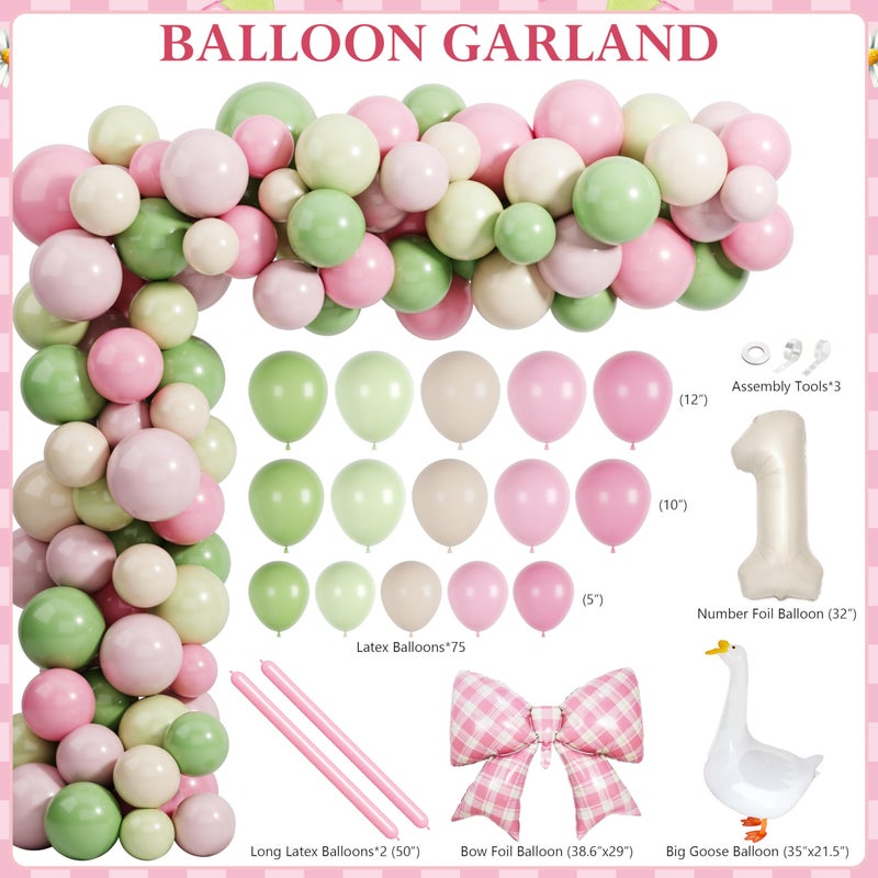 THAWAY 133 Pcs One Silly Goose Birthday Decor Girl, Pink First Birthday Decorations for Girl with Balloon Garland, Highchair Banner, Cake Topper - Baby Shower Party Supplies Decor Kit - Image 3
