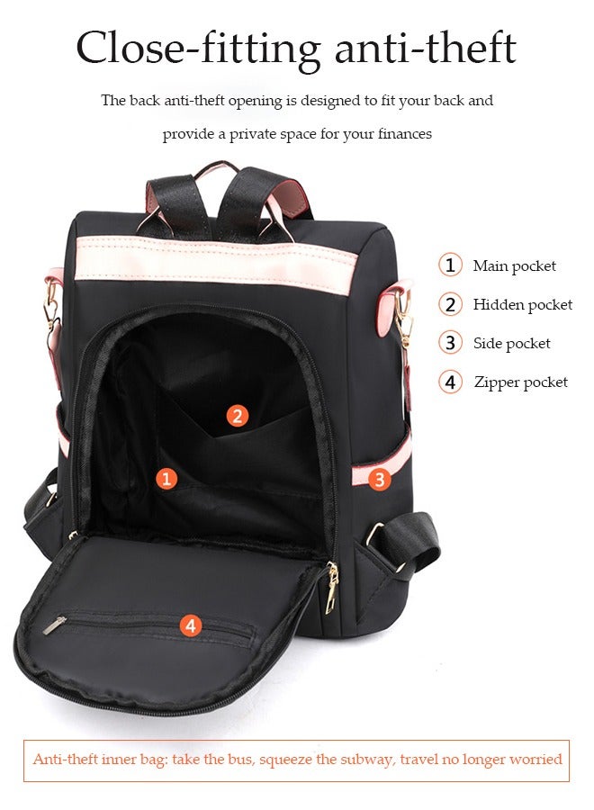 DUNISO Oxford Backpack Women's Black pink Waterproof Nylon School Bag for Girls Fashion Travel Tote - Image 3