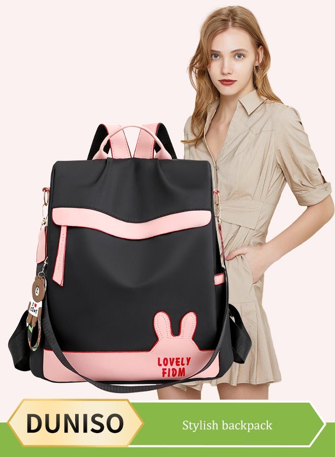 DUNISO Oxford Backpack Women's Black pink Waterproof Nylon School Bag for Girls Fashion Travel Tote - Image 1