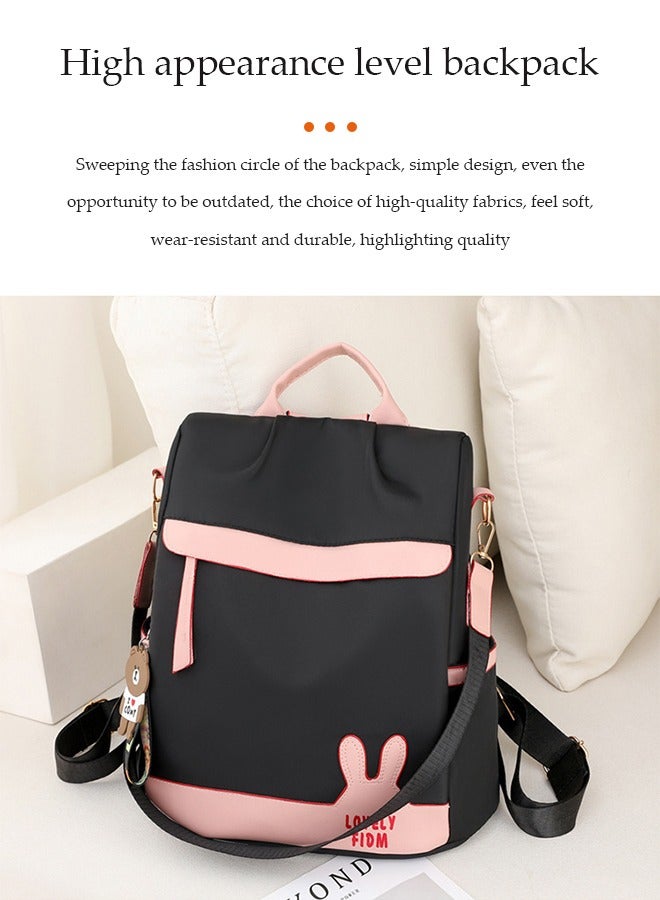 DUNISO Oxford Backpack Women's Black pink Waterproof Nylon School Bag for Girls Fashion Travel Tote - Image 2