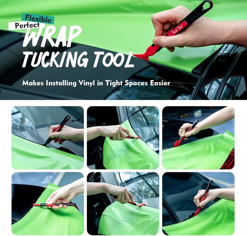 FOSHIO 7 in 1 Vinyl Wrap Tools for Tucking into Tight Seams, Professional Car Wrapping Tools Different Hardness Flexible Micro Squeegee Vinyl Tuck Tools Edge Wrap Squeegee for Vinyl Wrapping - Image 5