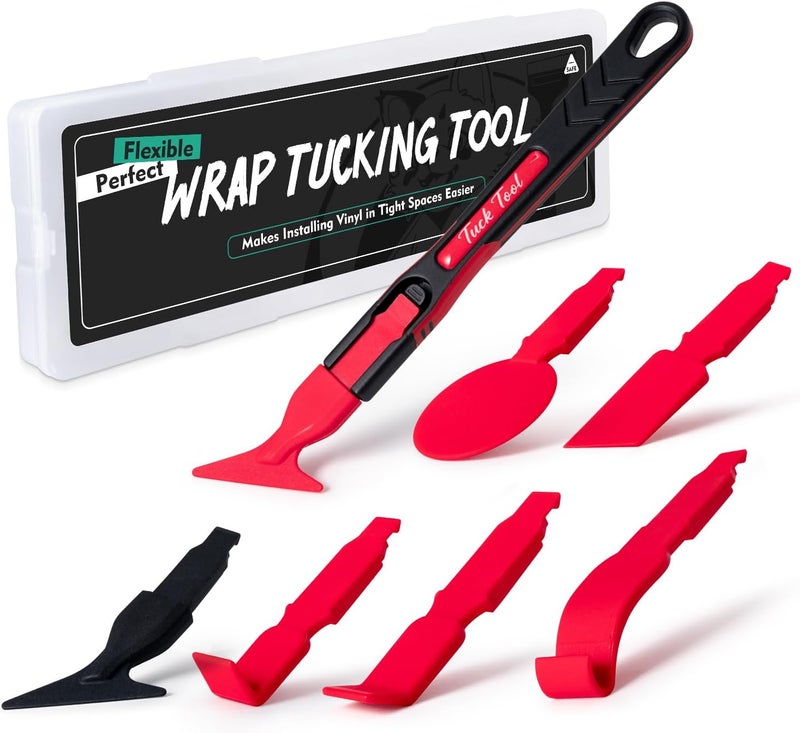 FOSHIO 7 in 1 Vinyl Wrap Tools for Tucking into Tight Seams, Professional Car Wrapping Tools Different Hardness Flexible Micro Squeegee Vinyl Tuck Tools Edge Wrap Squeegee for Vinyl Wrapping - Image 1