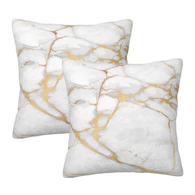 White Marble Texture Throw Pillow Covers Set of 2 Decorative Pillowcases Soft Cushion Covers for Sofa Couch Bed Home Decor 18X18