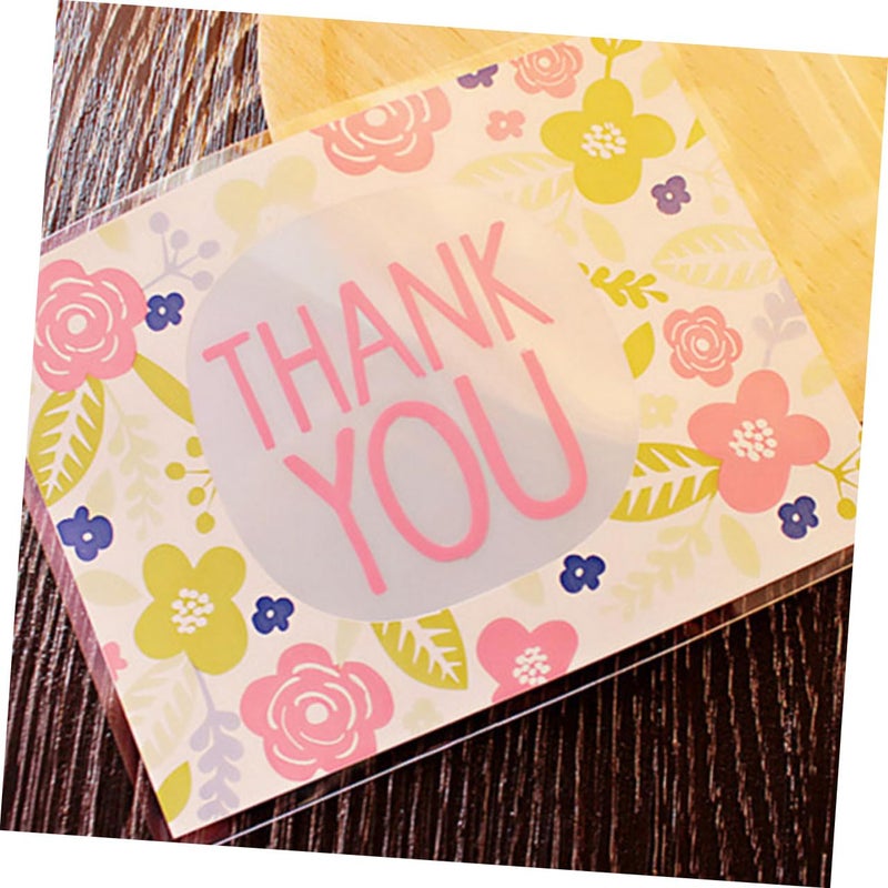 Easy Peel Floral Self Adhesive Cellophane Bags 100pcs For Cookies Bakery Goods Party Favors - Image 4