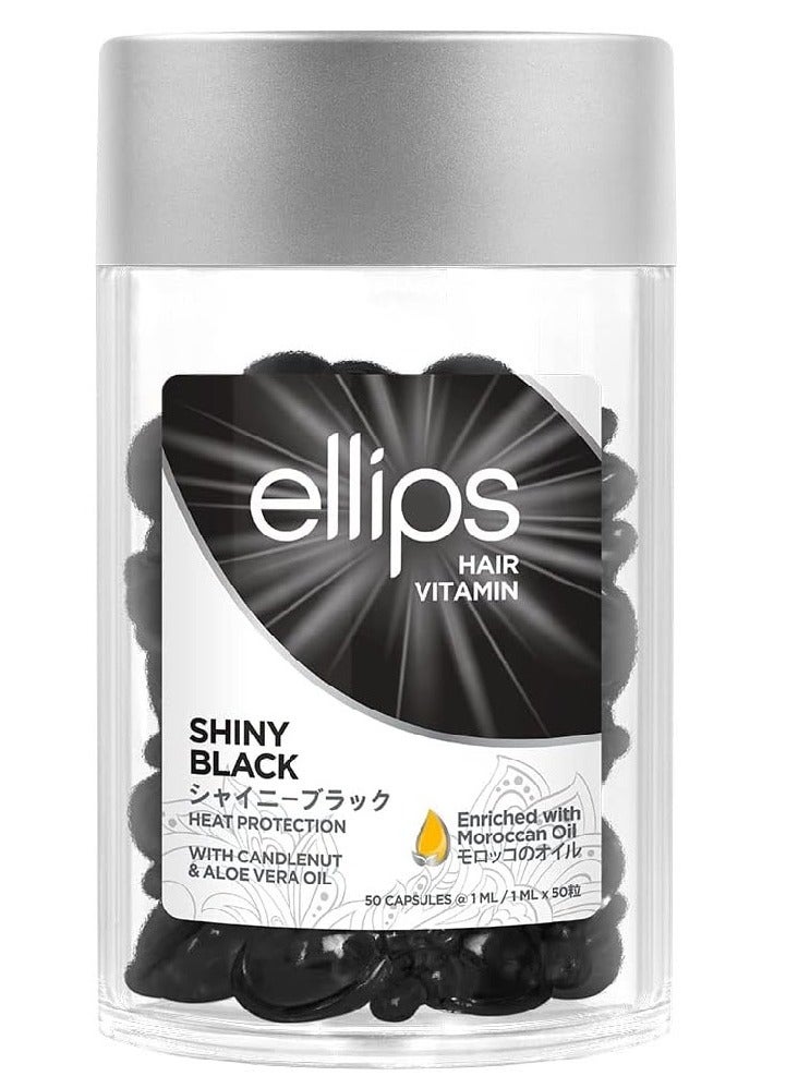 أليبس إليبس شاين بلاك بزيت الأرغان المغربي، حماية من الحرارة بزيت الصبار وجوز الكاندل، 50 كبسولة × 1 مل - Image 1