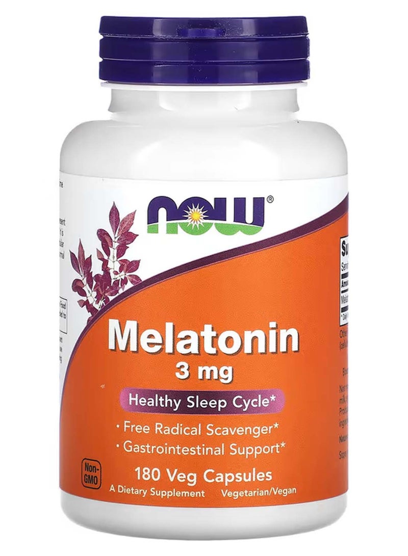 now Melatonin, 3 mg, 180 Veg Capsules - Image 1