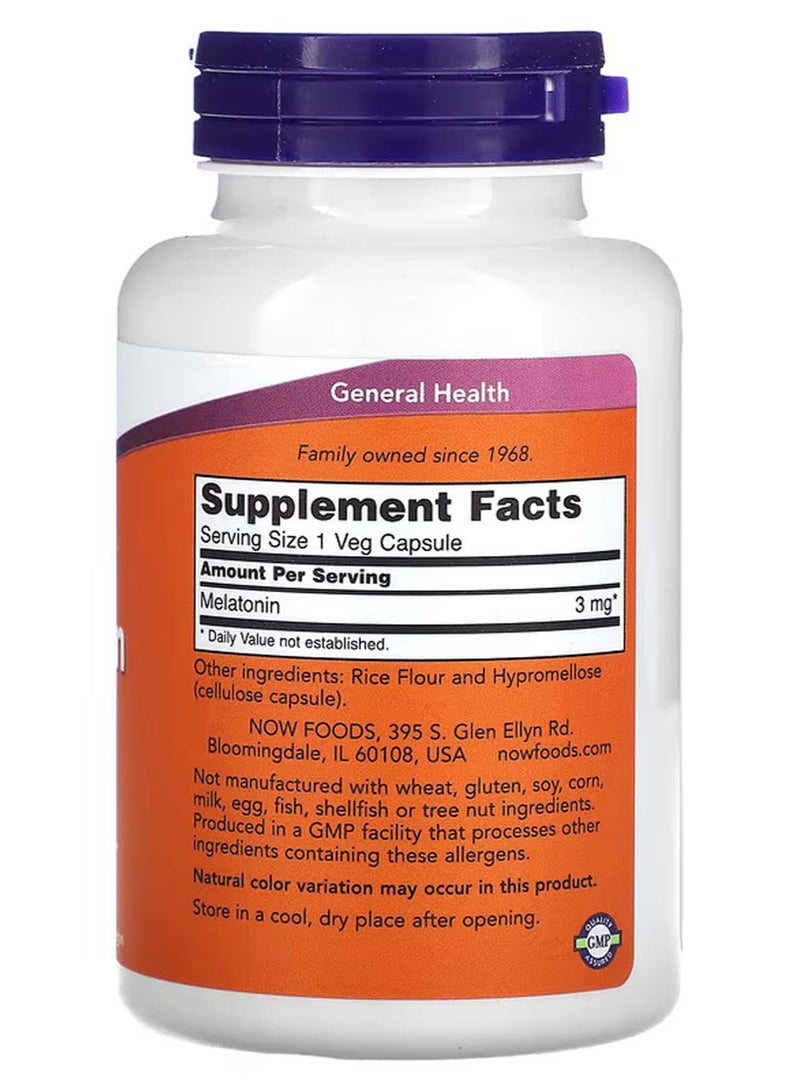 now Melatonin, 3 mg, 180 Veg Capsules - Image 2
