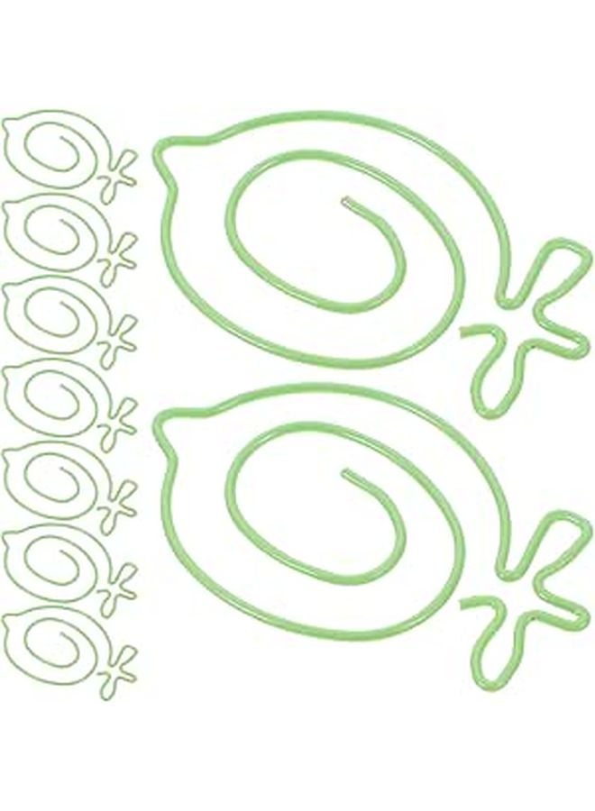 Green Lemon Cartoon Shaped Metal Paper Clips 20pcs Bookmark Page Markers Office Student Organization - Image 1