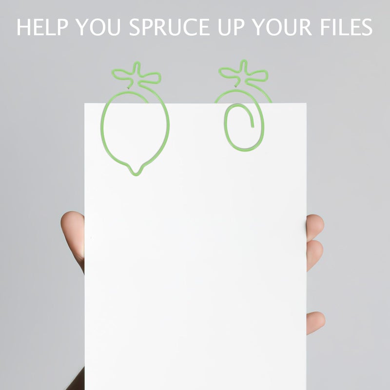 Green Lemon Cartoon Shaped Metal Paper Clips 20pcs Bookmark Page Markers Office Student Organization - Image 4