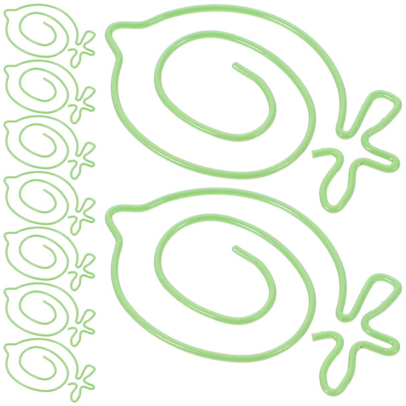 Green Lemon Cartoon Shaped Metal Paper Clips 20pcs Bookmark Page Markers Office Student Organization - Image 2
