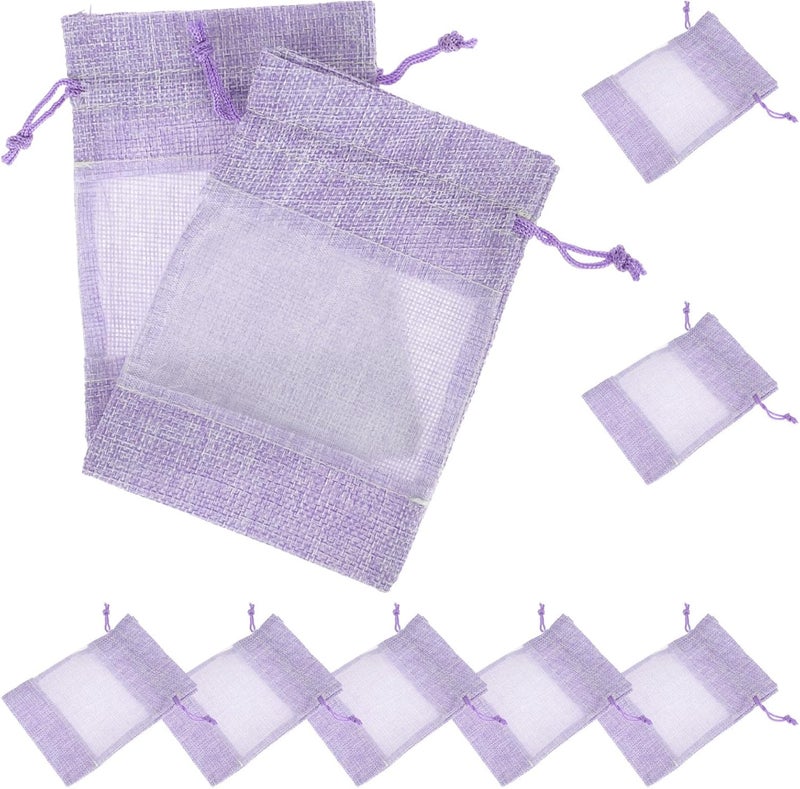 Toyvian 10pcs Lavender Sachet Bags Empty Drawstring Lavender Bags 10x14cm Purple Linen Fabric for Home Fragrance, Closet and Dresser Aroma Sachets - Image 1