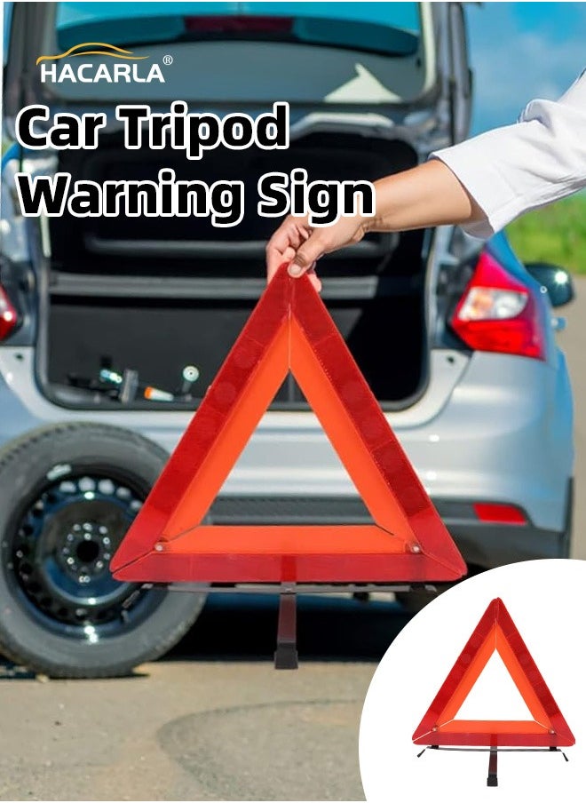 HACARLA 2 Pcs Car Emergency Warning Reflective Triangle With Case Foldable Emergency Warning Triangle Sign Car Roadside Emergency Kit  - Image 1