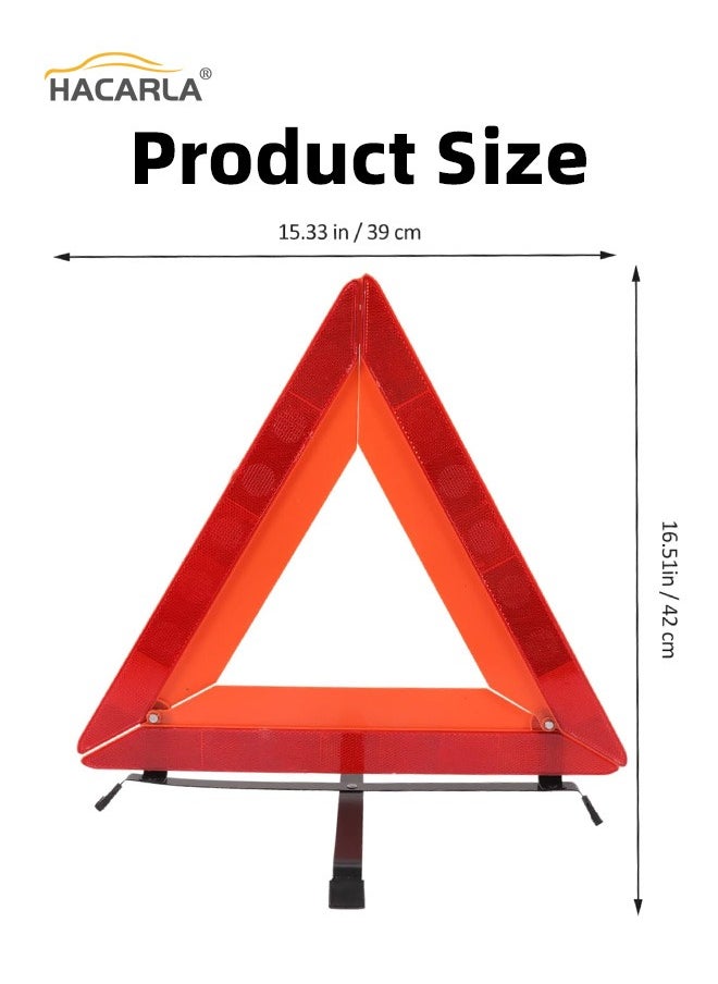 2 Pcs Car Emergency Warning Reflective Triangle With Case Foldable Emergency Warning Triangle Sign Car Roadside Emergency Kit