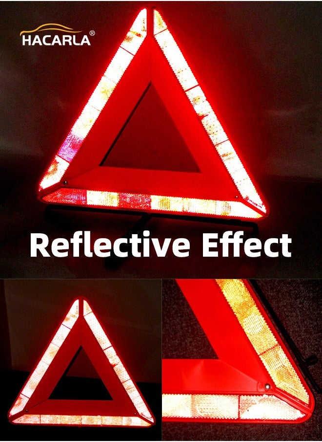 HACARLA 2 Pcs Car Emergency Warning Reflective Triangle With Case Foldable Emergency Warning Triangle Sign Car Roadside Emergency Kit  - Image 2