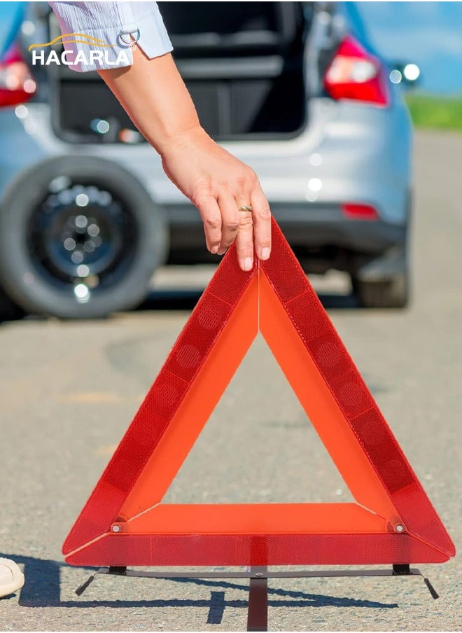 HACARLA 2 Pcs Car Emergency Warning Reflective Triangle With Case Foldable Emergency Warning Triangle Sign Car Roadside Emergency Kit  - Image 4