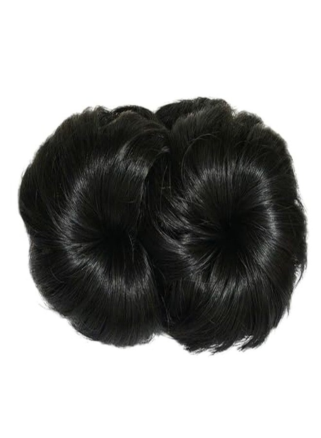 PINAKA Hair Accessories For Women Stylish - Messy Bun Hair Extension - Juda Hair Buns for Wedding - 4 Flower Design with Clutch - Natural Black - Image 3