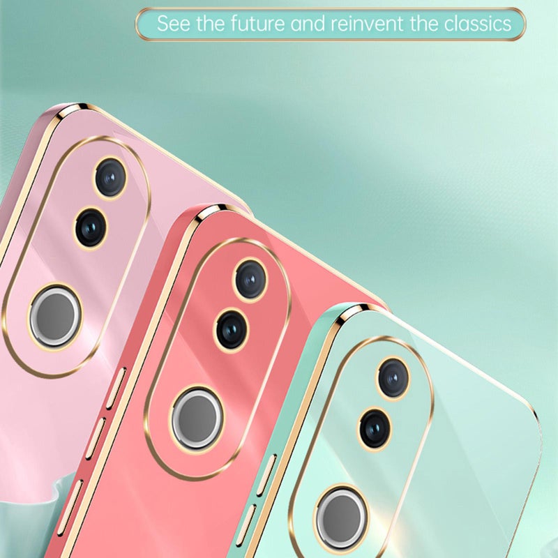 HuHa Case Cover For vivo V50 XINLI Straight Edge 6D Electroplate TPU Phone Case with Ring Holder(Cherry Purple) - Image 3