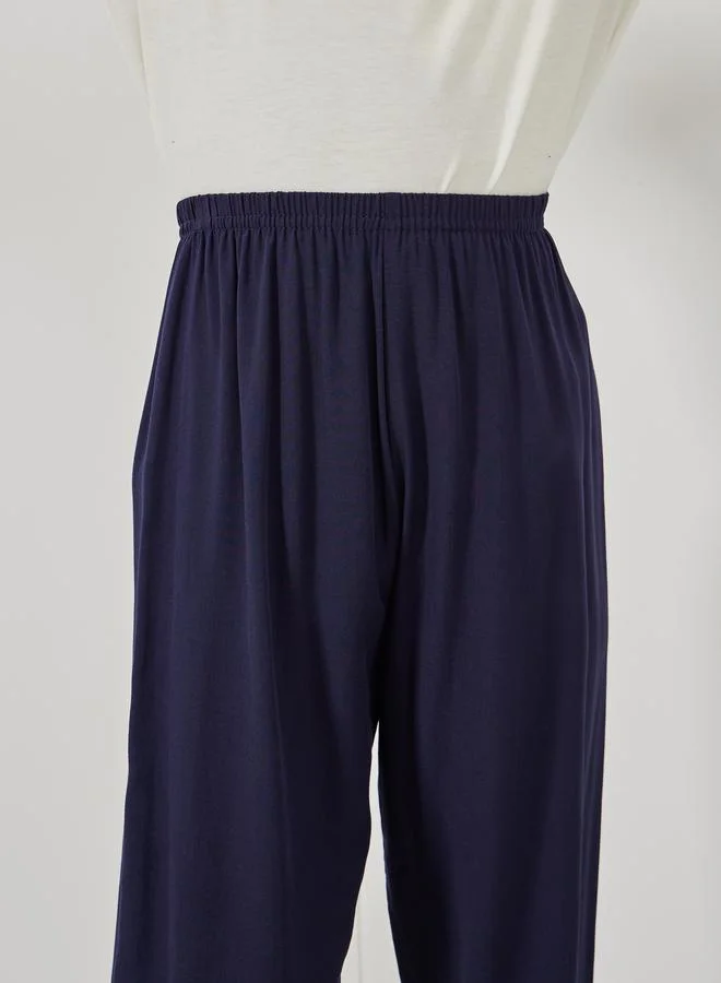 Styli Solid Lightweight Pants with Elastic Waistband