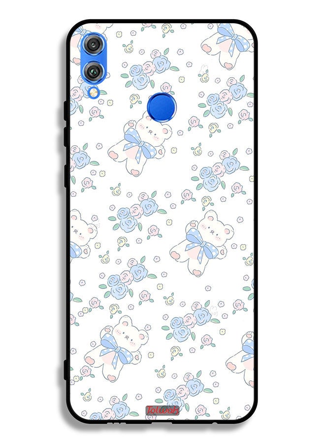 Tolwak Honor 8X Protective Case Cover Cute Teddy Bear And Flowers Icon - Image 2
