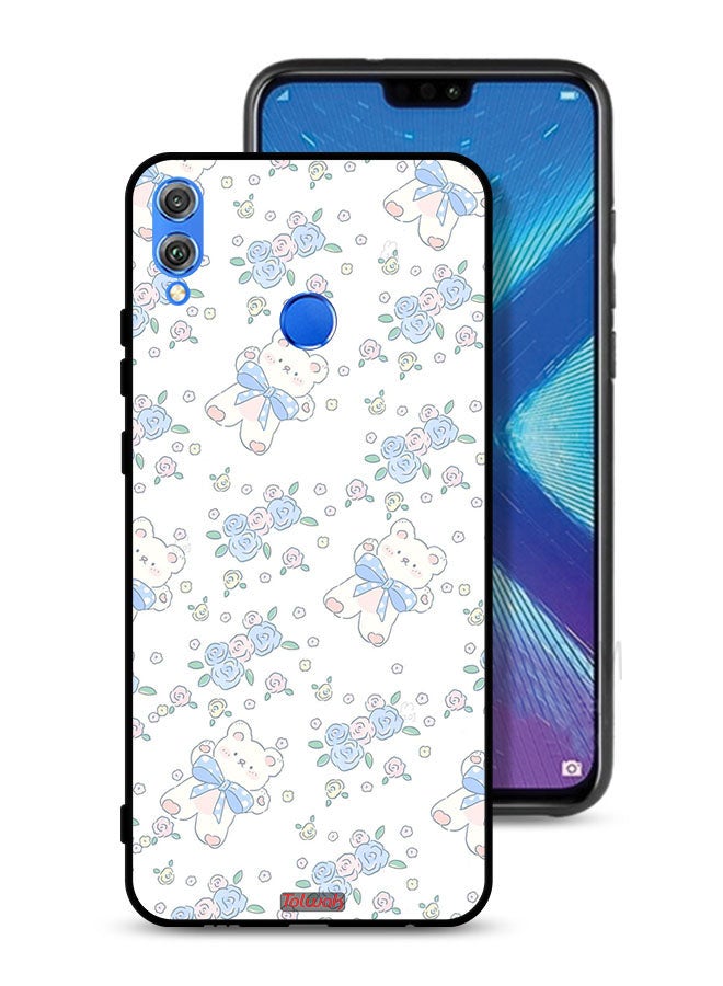 Tolwak Honor 8X Protective Case Cover Cute Teddy Bear And Flowers Icon - Image 1