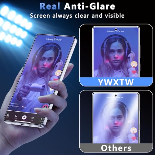 YWXTW 2 Pack Matte Screen Protector for Samsung Galaxy S25 Ultra + 1 Set Camera Lens Protector, [Smooth as Silk] [Fingerprint Unlocking] Anti Glare Anti Fingerprint Tempered Glass Screen Protector, Bubble Free - Image 3