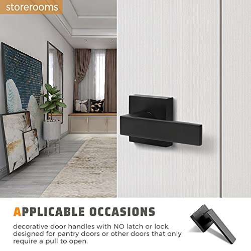 KNOBWELL 2 Pack Modern Dummy Lever Door Handle, Keyless Interior Door Dandle Set, for Closet or French Doors, Matte Black (Only Single Side Use) - Image 3