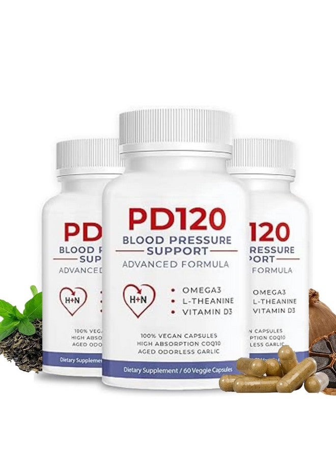 بي دي 120 مكمل غذائي لخفض ضغط الدم PD120 للمساعدة في خفض ضغط الدم المرتفع بشكل طبيعي، CoQ10، أكسيد النيتريك، الثوم الأسود المعتق عديم الرائحة، أوميجا 3، إل ثيانين، فيتامين د3 لدعم ضغط الدم - Image 1