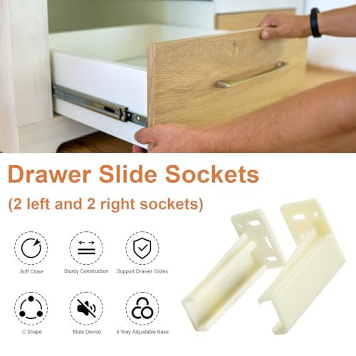 HEBRAR Drawer Slide Socket Set Cabinet Hardware, RV Drawer Parts Fits 0.86 Inch Drawer Slide, Rear Drawer Track Socket Mounting Back Plates Brackets, Drawer Side Track Brackets 2 Set - Image 3