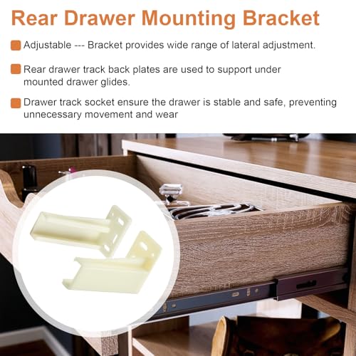 HEBRAR Drawer Slide Socket Set Cabinet Hardware, RV Drawer Parts Fits 0.86 Inch Drawer Slide, Rear Drawer Track Socket Mounting Back Plates Brackets, Drawer Side Track Brackets 2 Set - Image 4