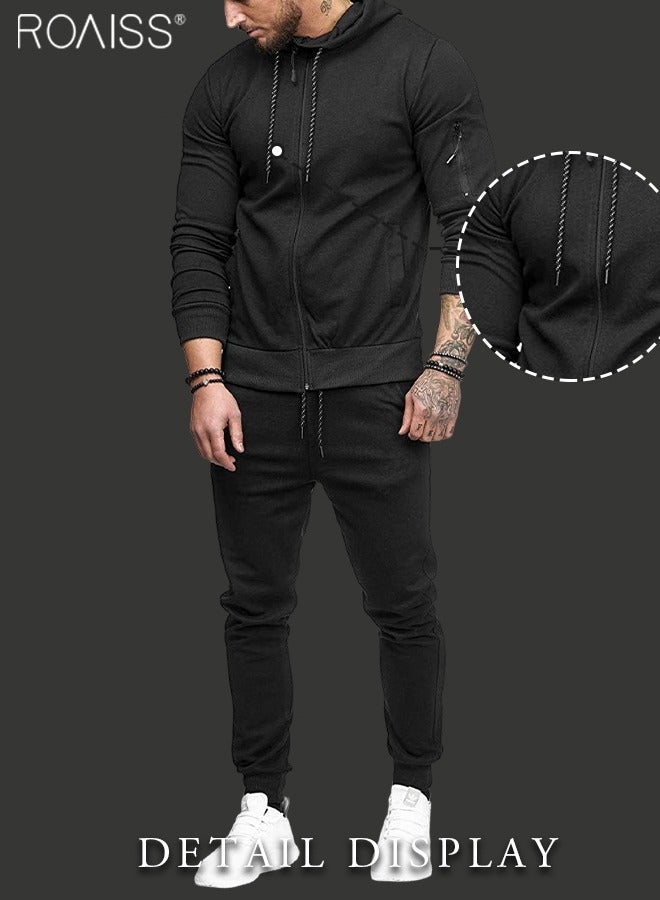 roaiss Mens Sweatsuits 2 Piece Hoodie Tracksuit Sets Casual Comfy Jogging Athletic Running Sports Suits Full Zip For Men - Image 2