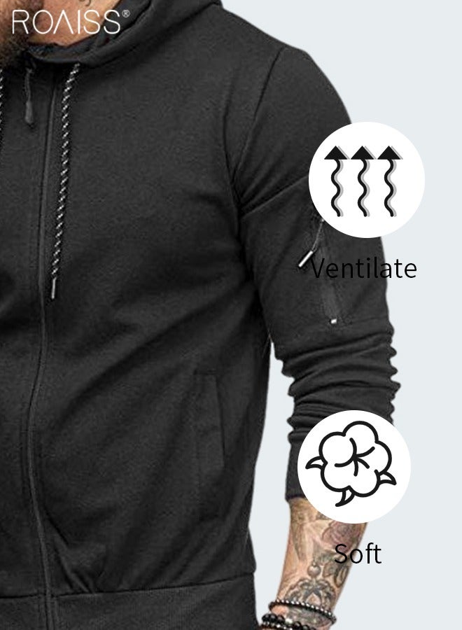 roaiss Mens Sweatsuits 2 Piece Hoodie Tracksuit Sets Casual Comfy Jogging Athletic Running Sports Suits Full Zip For Men - Image 4