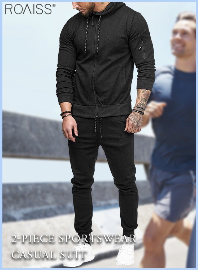 roaiss Mens Sweatsuits 2 Piece Hoodie Tracksuit Sets Casual Comfy Jogging Athletic Running Sports Suits Full Zip For Men - Image 1