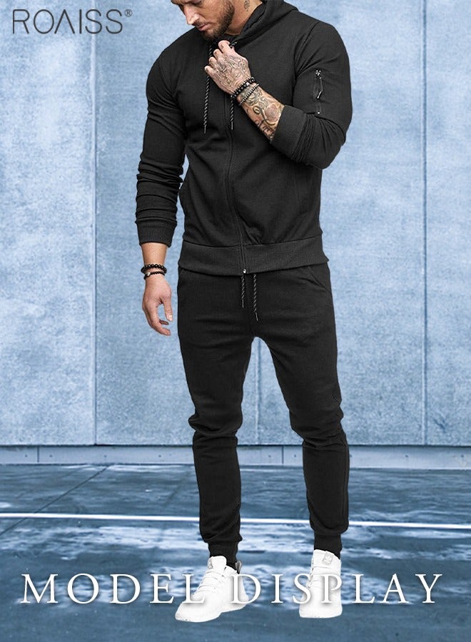 Mens Sweatsuits 2 Piece Hoodie Tracksuit Sets Casual Comfy Jogging Athletic Running Sports Suits Full Zip For Men