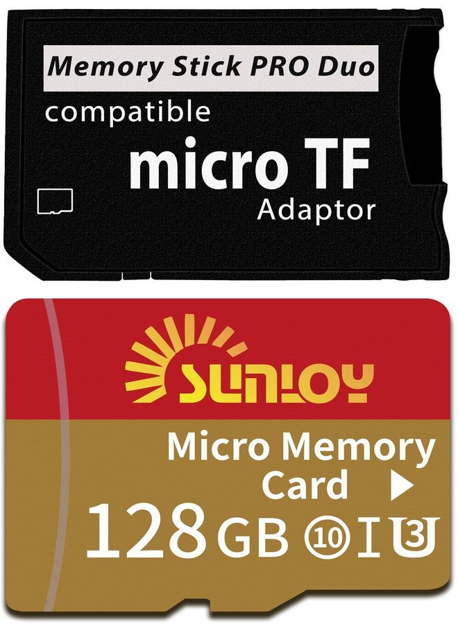PSP Memory Stick Adapter with 128GB Micro SD Card, Micro SD/SDHC/SDXC to Memory Stick PRO Duo MagicGate Card Compatible with PlayStation Portable, Camera, Handycam, Smartphone, PSP 1000/2000/3000