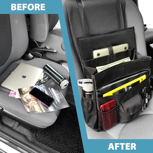 Elantrip Car Front Seat Organizer, Back Seat Storage with Adjustable Straps Truck Seat Organizers for Delivery Drive, Office File, Passenger Seat - Image 4