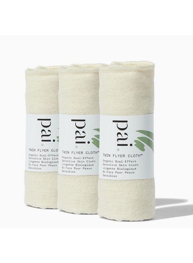 باي سكين كير قطعة قماش الوجه ذات التأثير المزدوج العضوية من Twin Flyer | مستحضرات نباتية طبيعية للعناية بالبشرة الحساسة (3 عبوات) - Image 1