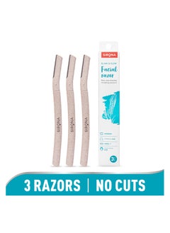 Sirona Sirona Blink and Glow Face Razor for Women | Facial & Upper Lips Hair Removal,Eyebrow Shaper & Dermaplaning Tool - 3 Razors  - Image 2