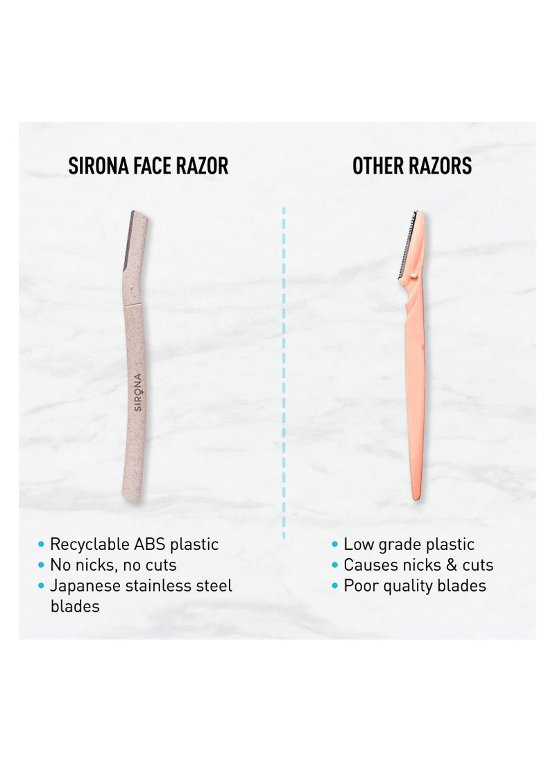 Sirona - Sirona Blink and Glow Face Razor for Women | Facial & Upper Lips Hair Removal,Eyebrow Shaper & Dermaplaning Tool - 3 Razors - Image 1
