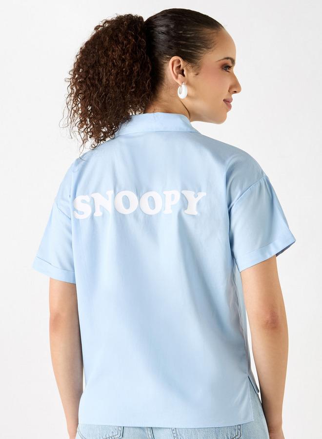 SP Characters Snoopy Dog Print Shirt with Short Sleeves and Pockets - Image 1