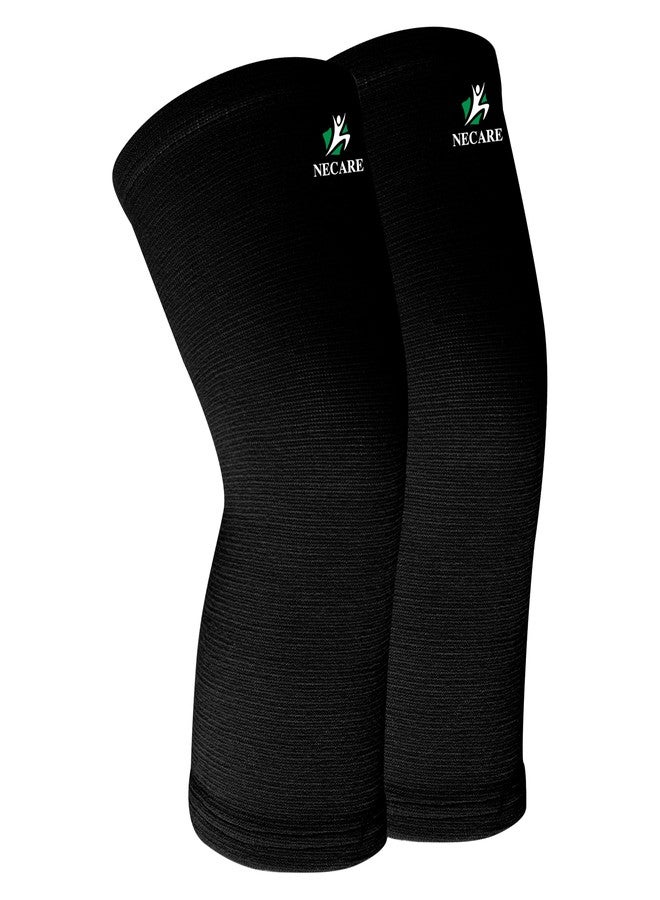 NECARE Premium Blended Nylon Orthopedic Knee Cap (1 PAIR) | Compression Support for Pain Relief, Arthritis, Sports & Gym | 4-Way Knee Sleeves For Men & Women (L, BLACK) - Image 1