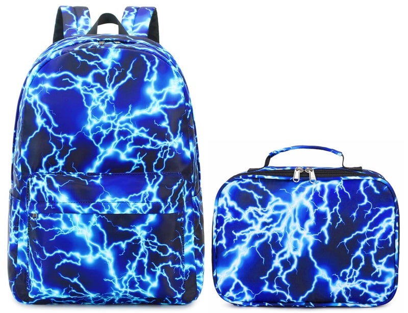 BABUN Backpack for Boys Middle Elementary Set for Kids Bookbag Lightning Laptop School Bags Waterproof With Lunch Box Bag 3Blue - Image 2