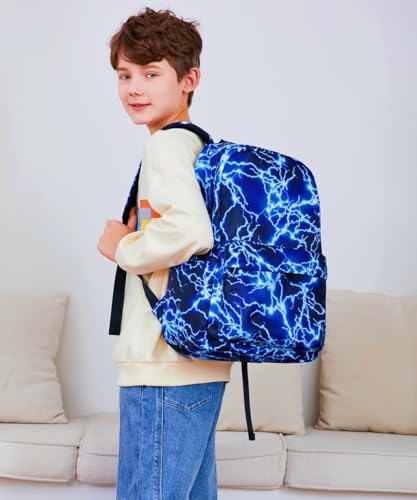 BABUN Backpack for Boys Middle Elementary Set for Kids Bookbag Lightning Laptop School Bags Waterproof With Lunch Box Bag 3Blue - Image 3