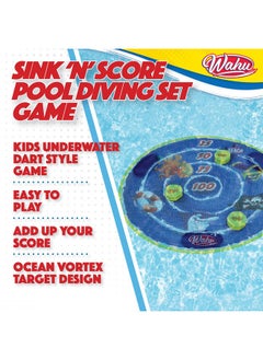Sink 'N' Score Underwater Dart Pool Game For Kids Ages 5+, Swimming Pool Diving Toy Set With Target, Darts, And Carry Bag, Multicolor