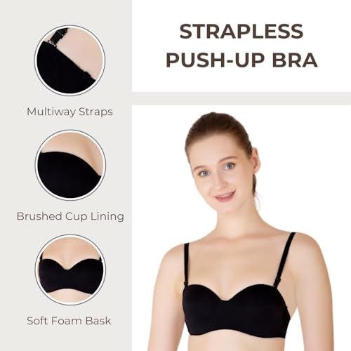 Luella Women’s Padded Wired Push Up Bra for Women with |Demi Cup Bra Design| Underwired |Soft Foam Pads |Detachable Straps| (in, Numeric, 34, A, 34, Regular, Pink) - Image 5